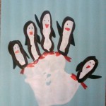 Handprint penguin family