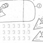 number three coloring and tracing worksheets (13)