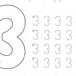 number three coloring and tracing worksheets (20)