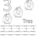 number three coloring and tracing worksheets (6)