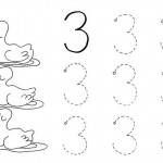 number three coloring and tracing worksheets (8)