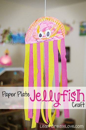 jellyfish paper craft plate crafts fish sea animals preschool toddler plates hang idea ocean ceiling learncreatelove kindergarten jelly animal easy