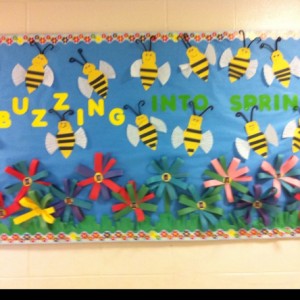 Spring Bulletin Board with Bees