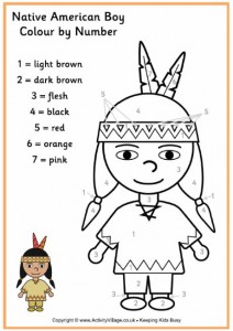 color by numbers indians worksheet (3)