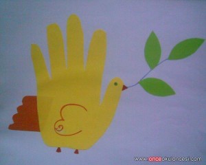 handprint dove craft for kids