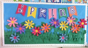 Spring, flower bulletin board
