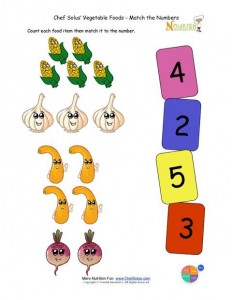 Preschool Matching Foods and Numbers Activity