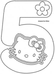 hello kitty number 5 trace worksheet