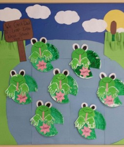 handprint frogs bulletin board
