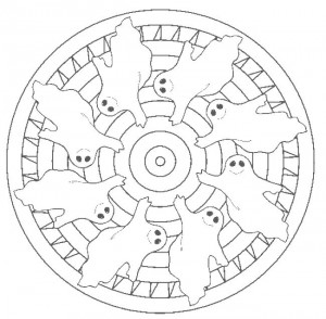 ghost mandala coloring page for kids