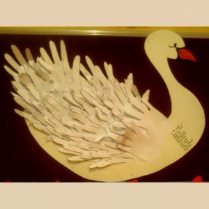 handprint swan bulletin board