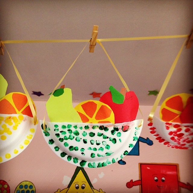 fruit craft basket crafts preschool kindergarten toddler worksheets