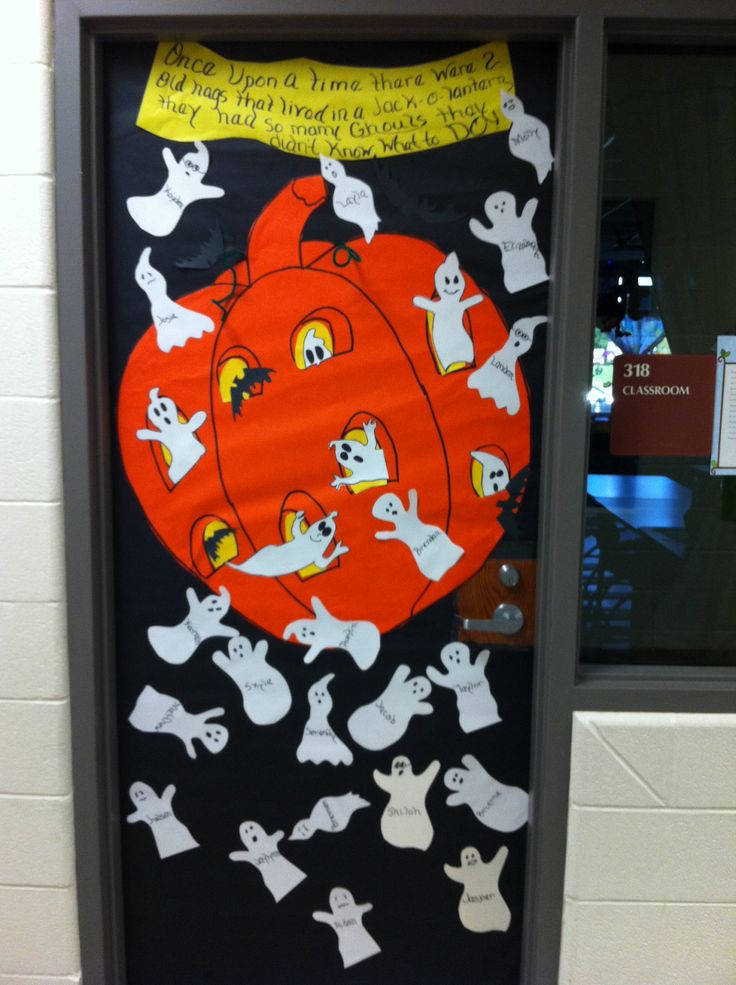 halloween door decoration idea cute preschool decorated decorating kindergarten toddler monster fun crafts ghosts bats