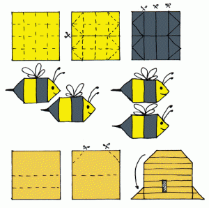 origami bee craft