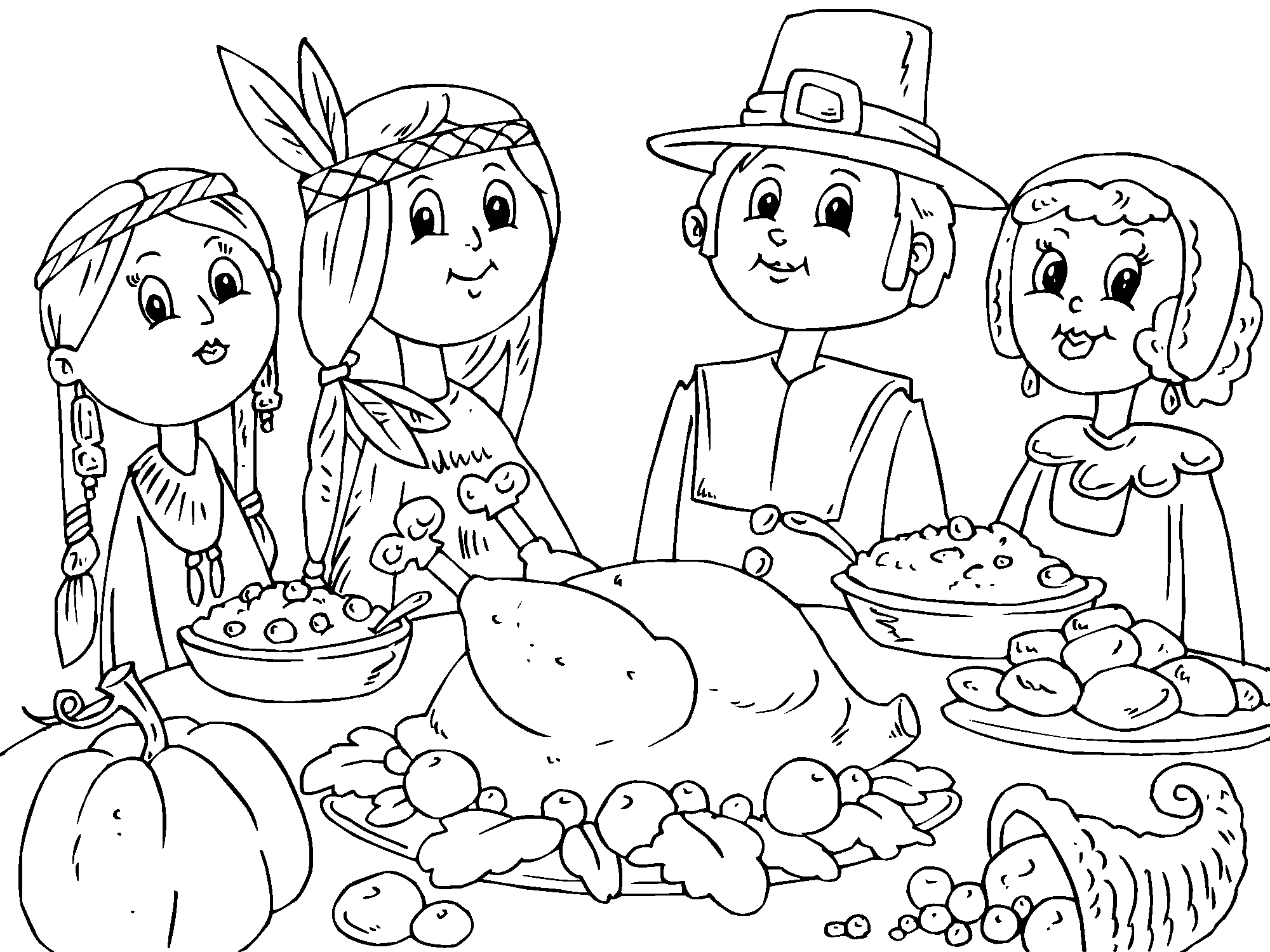 Thanksgiving day coloring pages | Crafts and Worksheets for Preschool