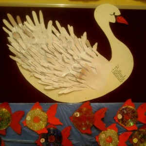 handprint swan craft