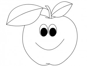 Cartoon Fruits Coloring Pages Crafts Worksheets Apple Page 1