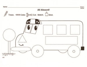 bus trace worksheet for kids