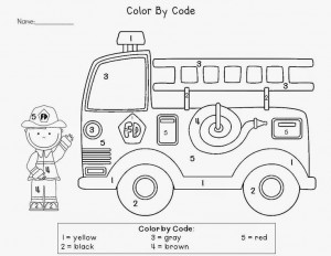 color by number fire truck worksheet