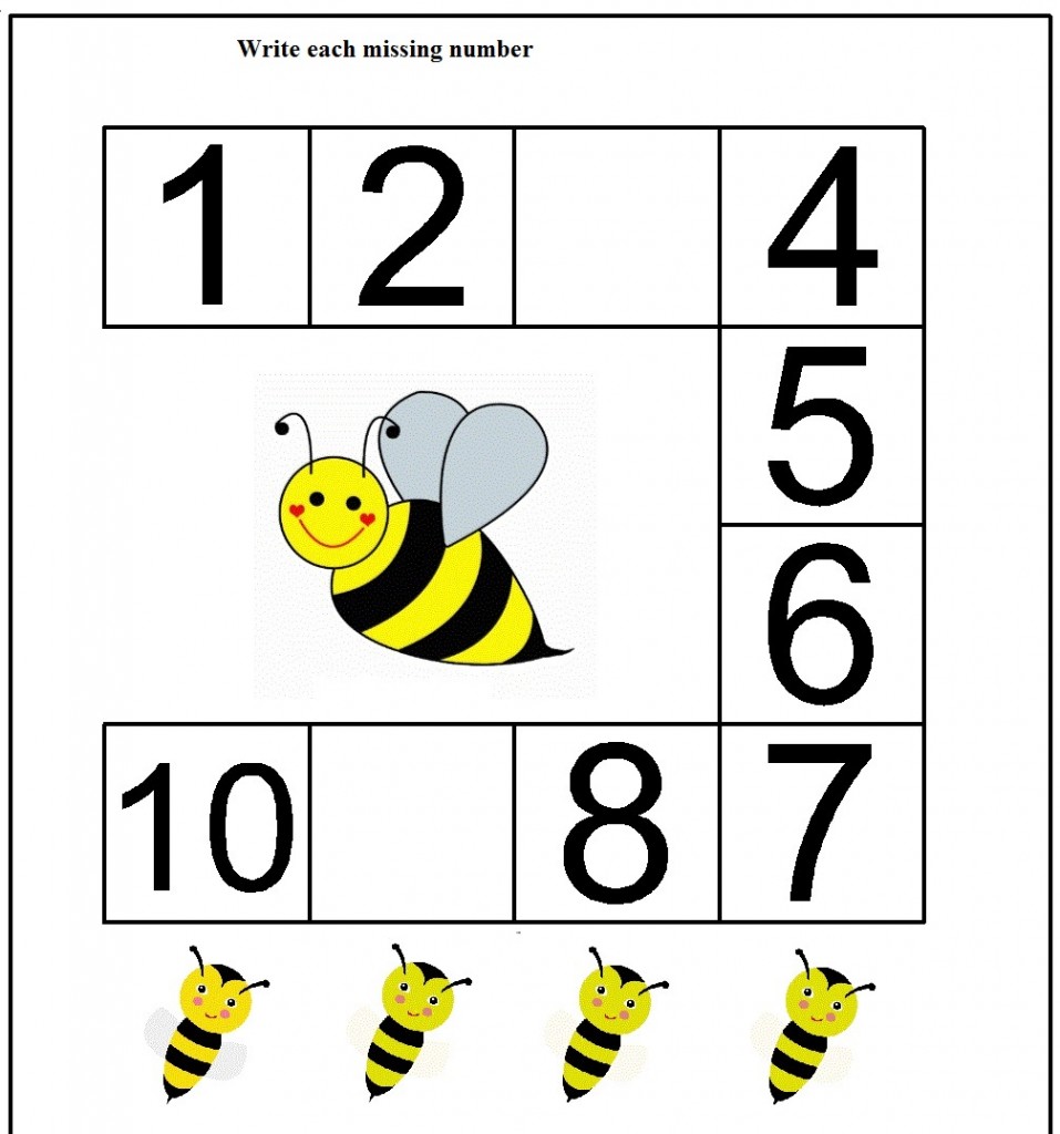 Missing Number Worksheet For Kids 1 10 Crafts And Worksheets For Preschool Toddler And 