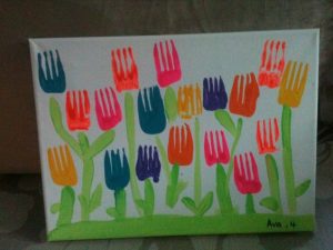 fork stamp tulip craft idea