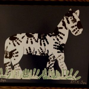 handprint zebra bulletin board idea