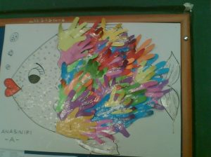 handprint fish bulletin board idea for kids