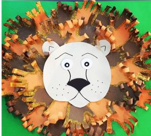 handprint lion bulletin board idea for kids