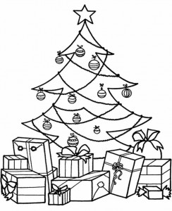 Christmas-Tree-With-Gift-Coloring-Page