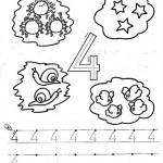 number four 4 coloring and tracing worksheets  (11)