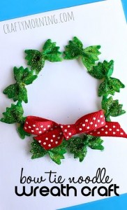 Bow Tie Noodle Wreath Craft for Christmas (Card Idea)