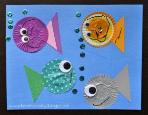 Fish Kids Craft out of Cupcake Liners