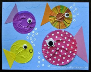 Fish Kids Craft out of Cupcake Liners