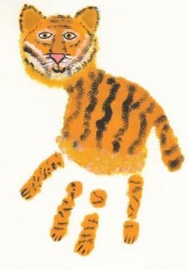 Hand print tiger