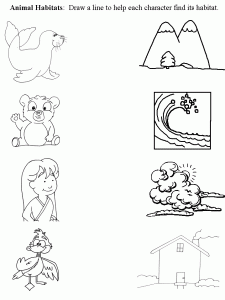Matching animals to their home worksheet (2)