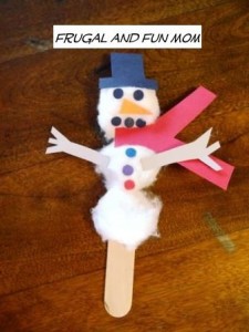 Popsicle  stick snowman craft idea for kids