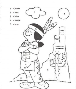 color by numbers indians worksheet (1)