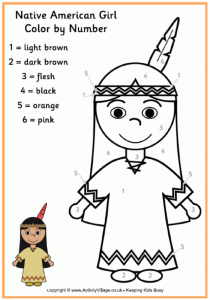color by numbers indians worksheet (2)