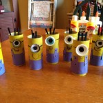 toilet paper roll and bottle cap minion craft