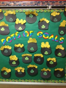 March Pots of Goals bulletin board