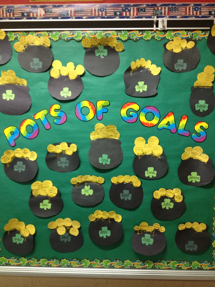 March Pots Of Goals Bulletin Board Crafts And Worksheets For Preschool Toddler And Kindergarten