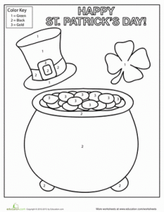 St. Patrick's Day Color by number worksheet