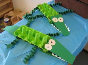 egg carton crocodile craft