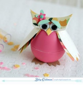 plastic egg owl craft