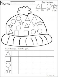 winter hat theme graphing shapes activity
