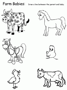 Animals - farm babies (matching worksheet)