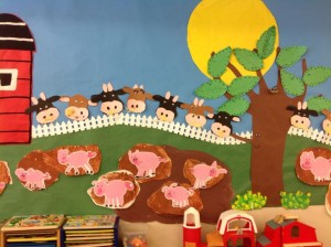 Cows and pigs bulletin board.