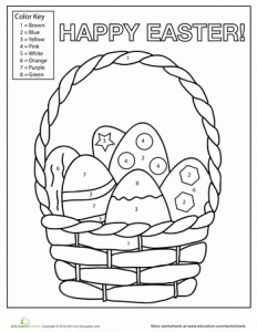 Easter Egg Basket Color by Number