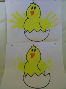 Handprint Easter chick craft