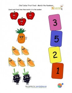Preschool Matching Foods and Numbers Activity 1